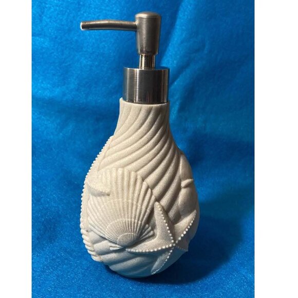 CORAL TEXTURED CERAMIC HAND SOAP DISPENSER - BEACH MOTIF - Picture 2 of 4